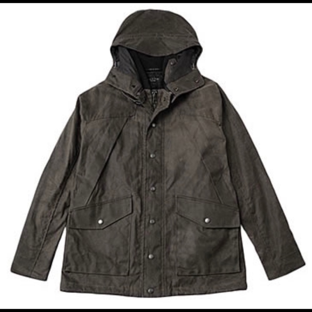 Rag and Bone Brown Wax Edmund Coat 36 waxed cotton jacket